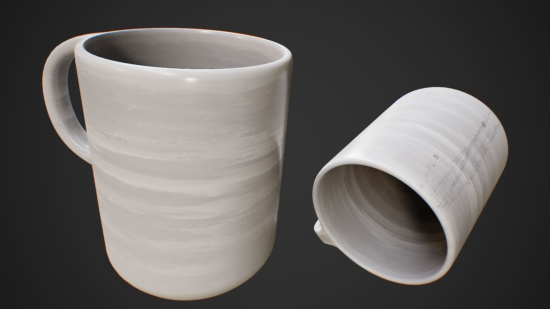 Mug And Cup Low-poly 3D model_8