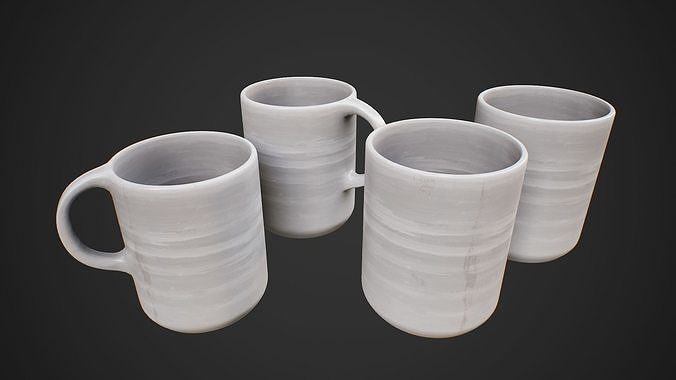 Mug And Cup Low-poly 3D model