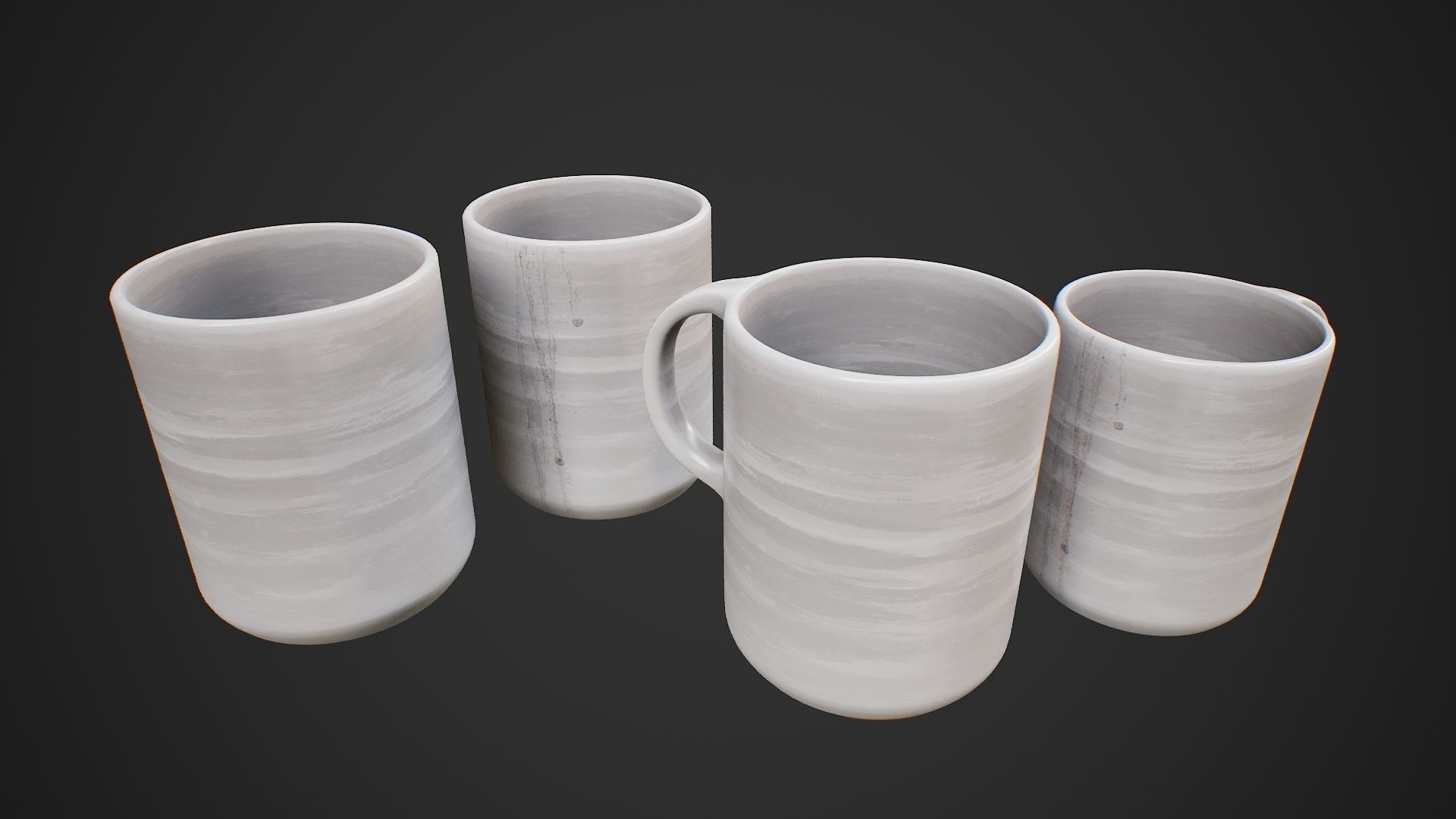 Mug And Cup Low-poly 3D model_1