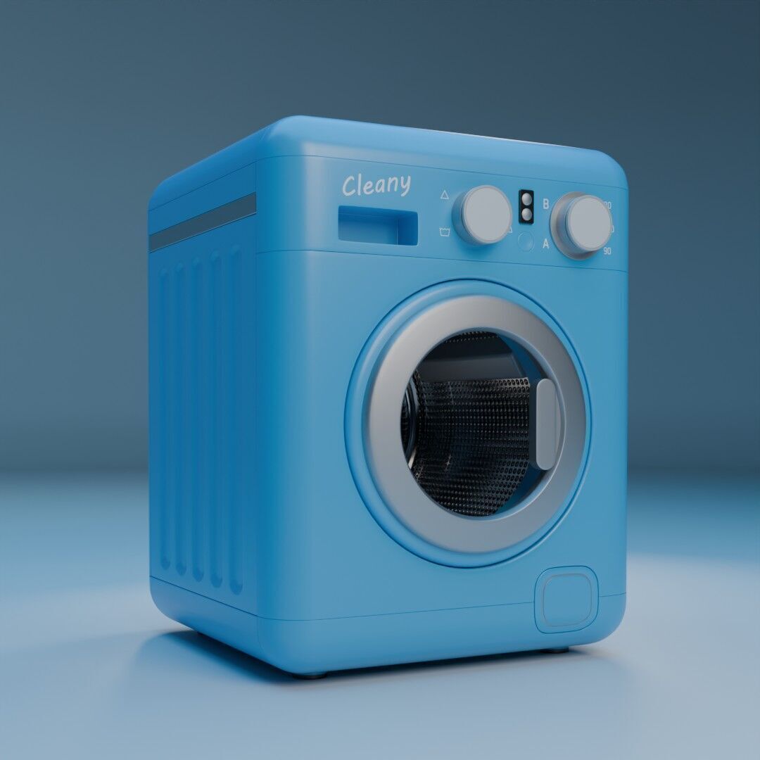 Washing Machine Low-poly 3D model_2
