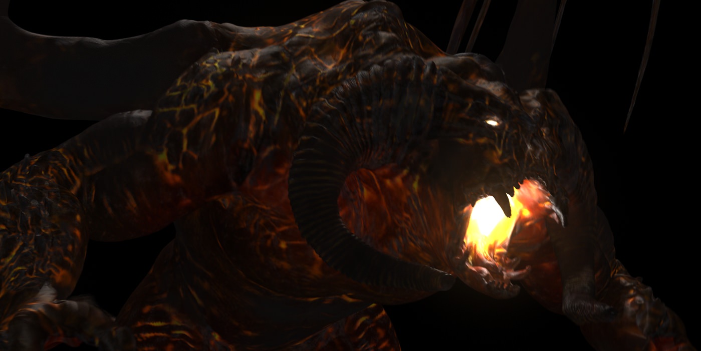 Balrog dragon with flames Low-poly 3D model_3