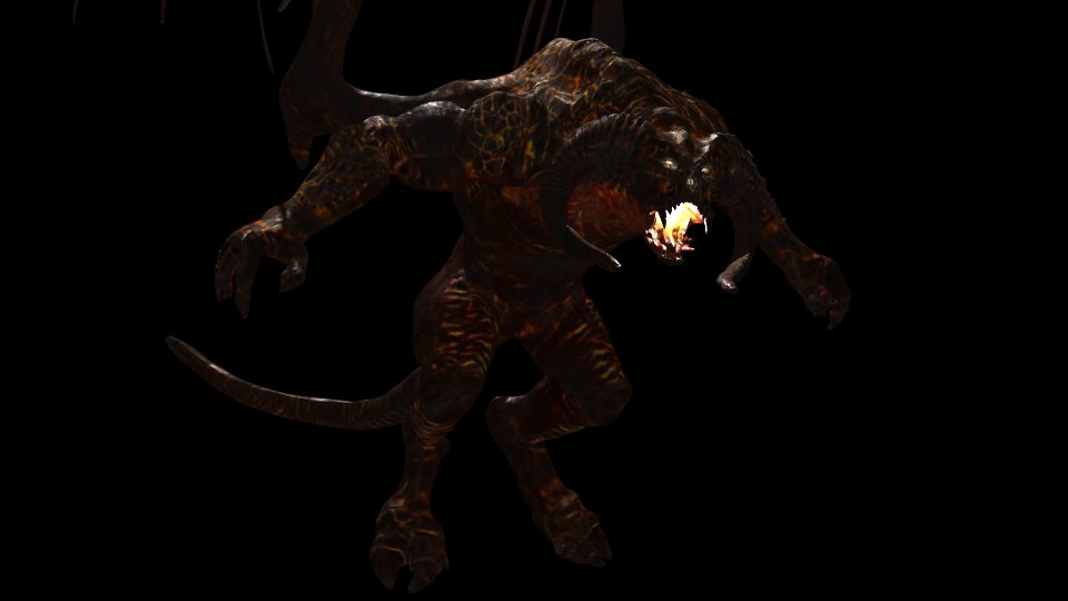 Balrog dragon with flames Low-poly 3D model_1