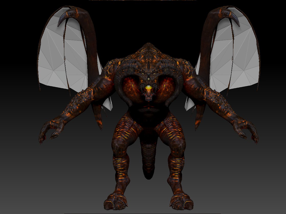 Balrog dragon with flames Low-poly 3D model_6