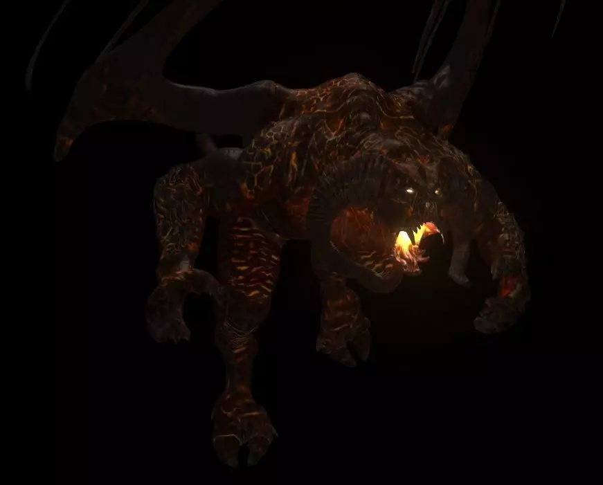 Balrog dragon with flames Low-poly 3D model_0