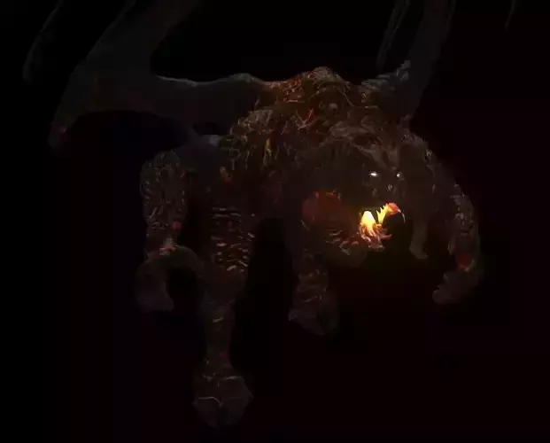 Balrog dragon with flames Low-poly 3D model