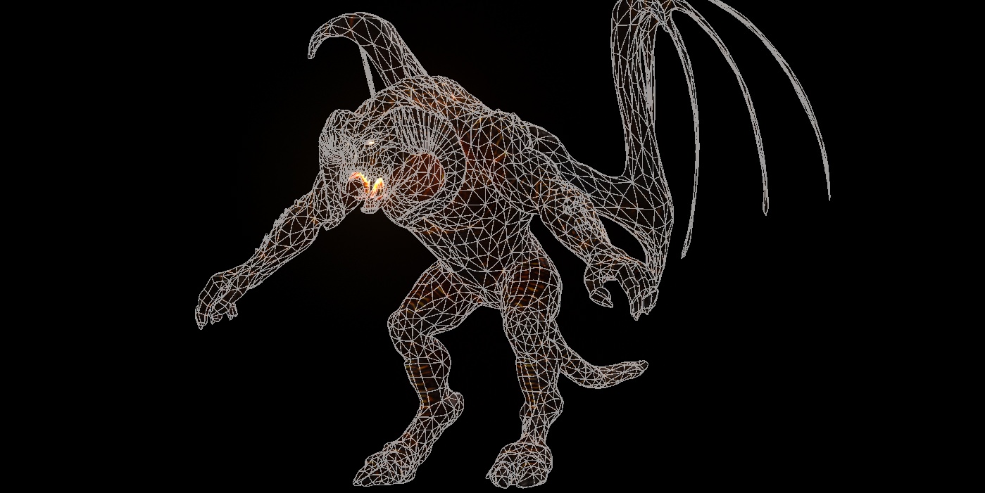 Balrog dragon with flames Low-poly 3D model_4