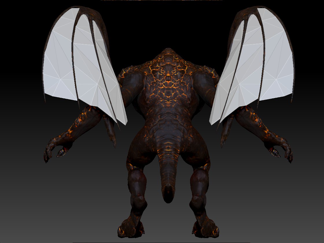Balrog dragon with flames Low-poly 3D model_8