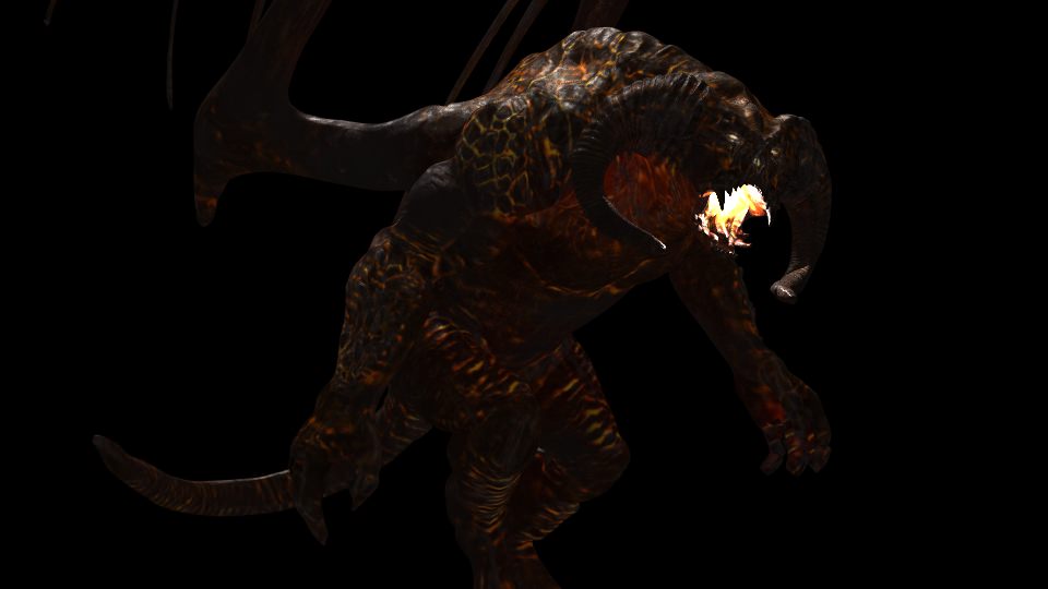 Balrog dragon with flames Low-poly 3D model_2