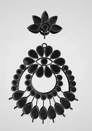 Indian Celebrity Inspired Necklace  Earring Set  High Detail STL 3D print model