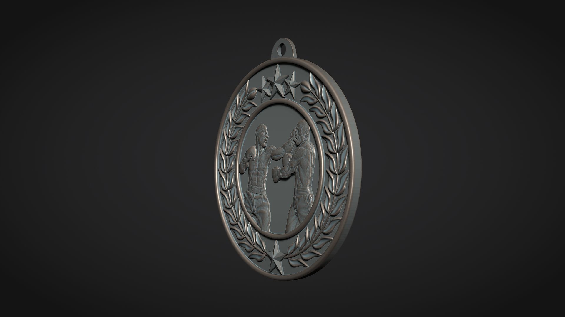 Boxing Medal 3D print model_3