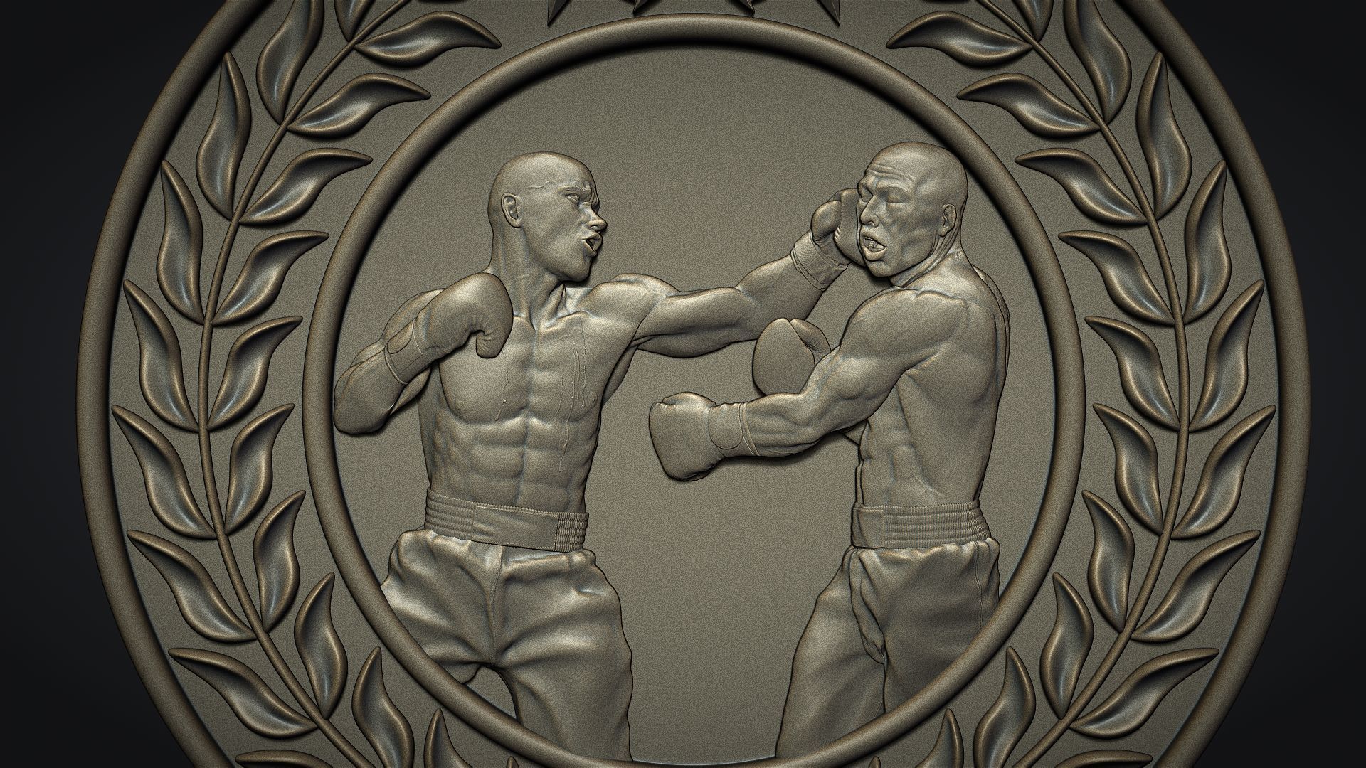 Boxing Medal 3D print model_8
