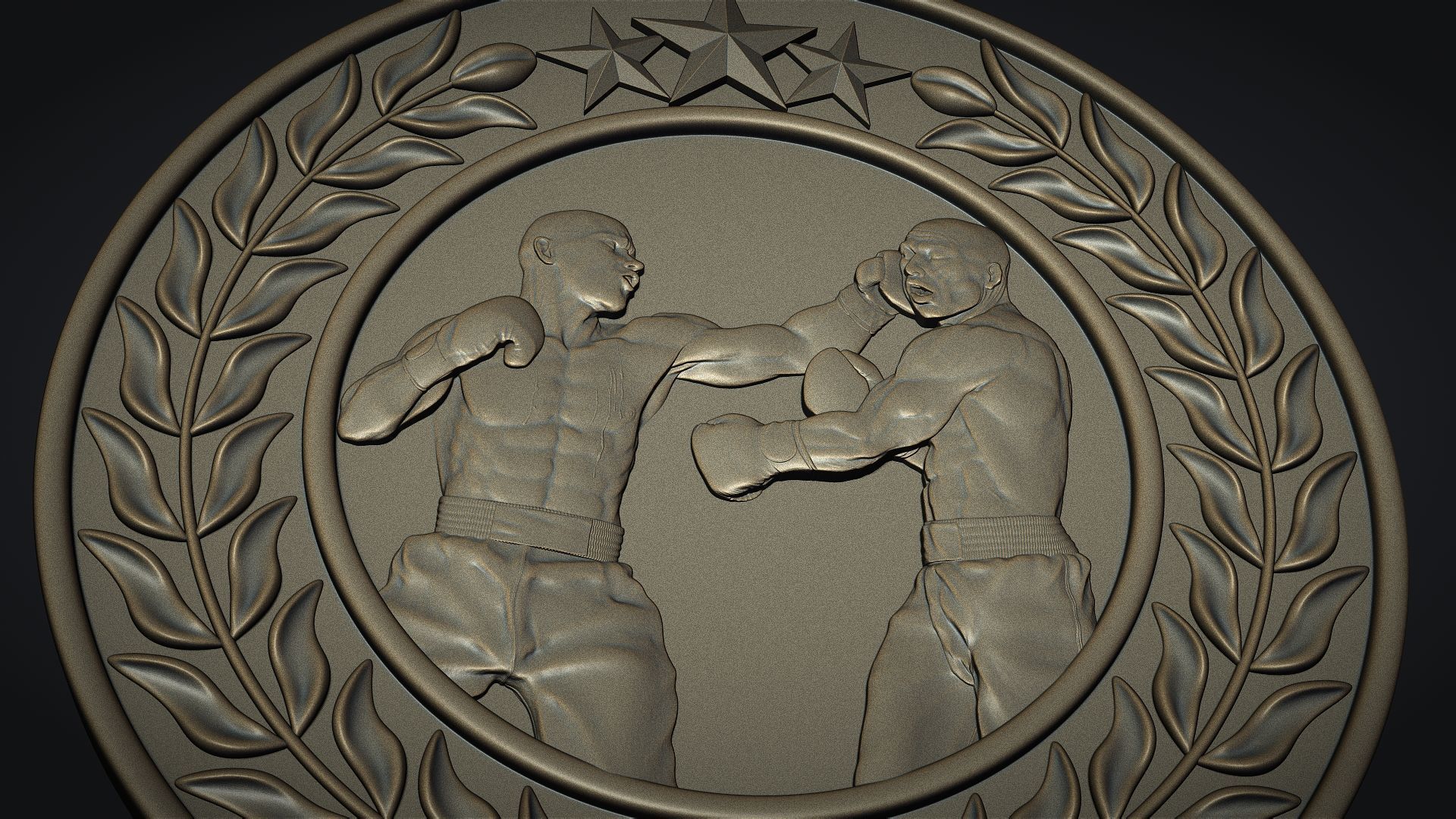 Boxing Medal 3D print model_7