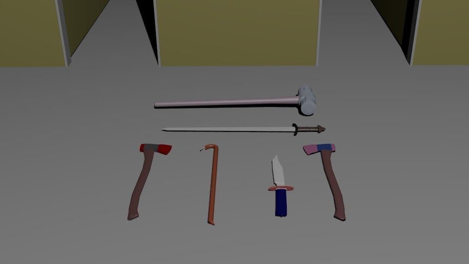 Simple Melee Weapons Pack With Regular Coloring Free low-poly 3D model_0