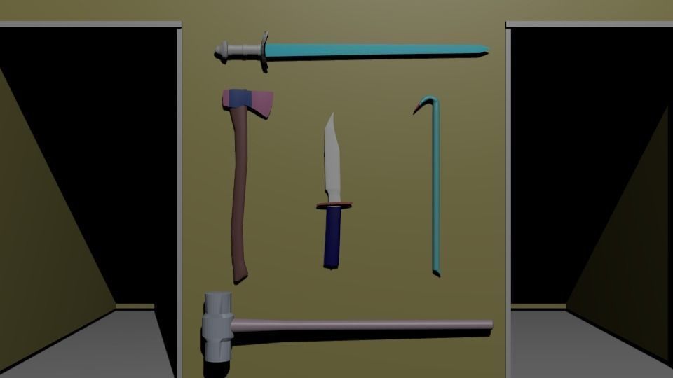 Simple Melee Weapons Pack With Surreal Coloring Free low-poly 3D model_0
