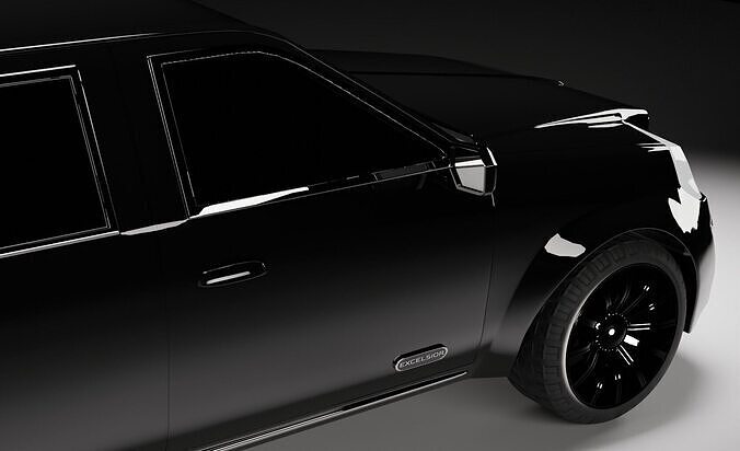 Obsidian LX Executive Black Limousine Car Low-poly 3D model 5
