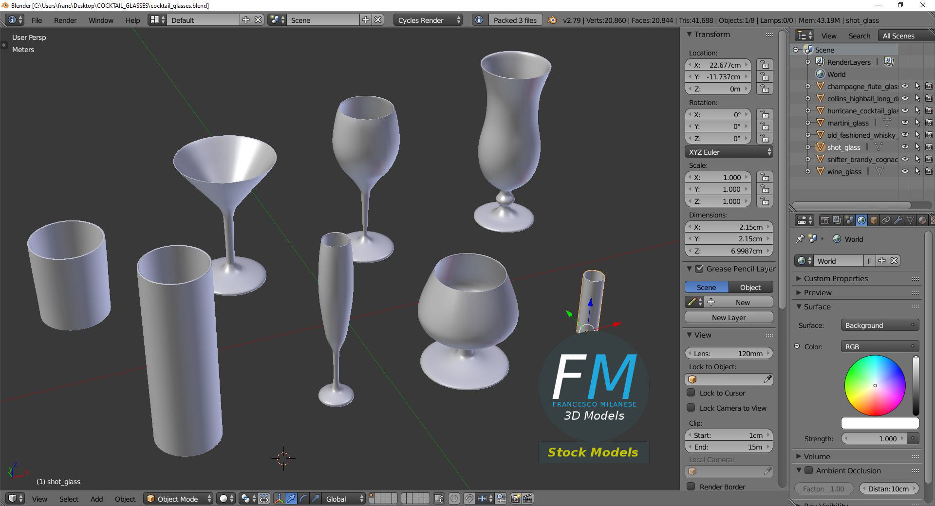 Cocktail glasses 3D model_9