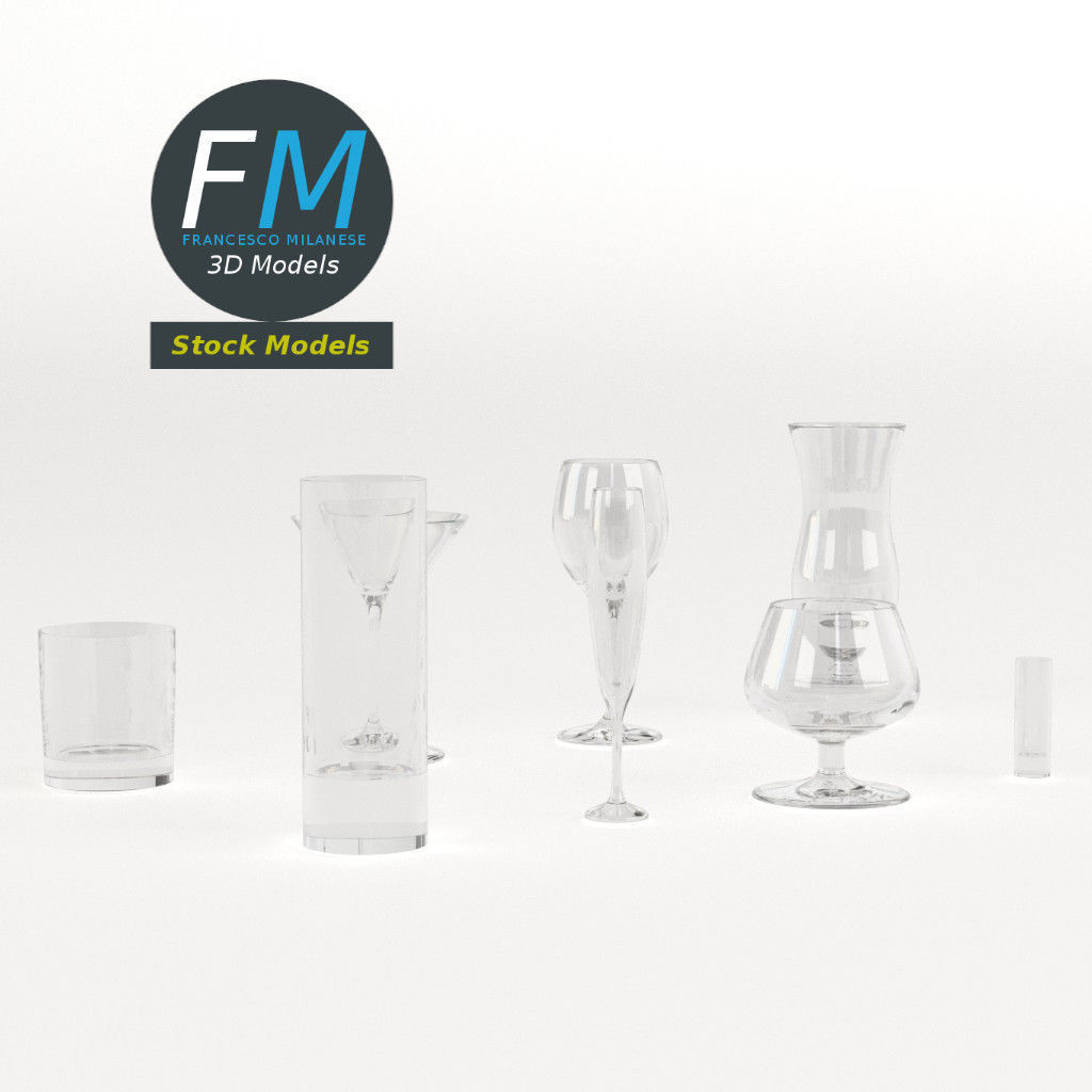 Cocktail glasses 3D model_3