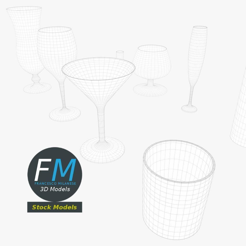 Cocktail glasses 3D model_8