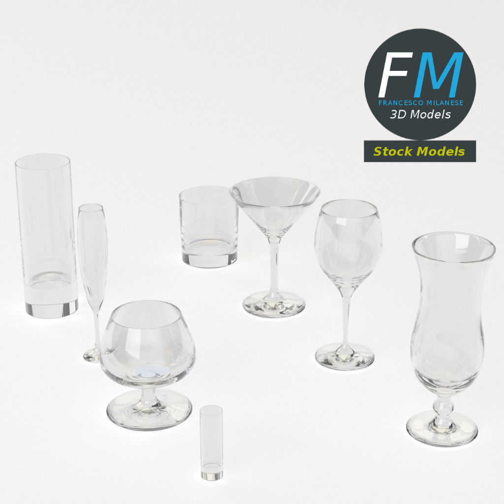 Cocktail glasses 3D model_5