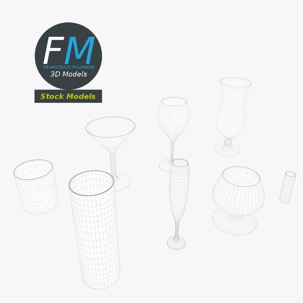 Cocktail glasses 3D model_7