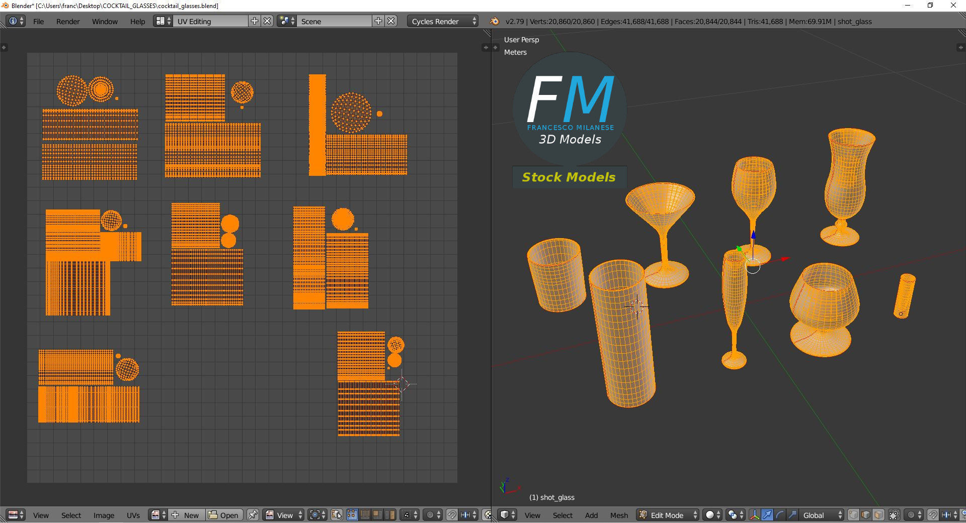 Cocktail glasses 3D model_10