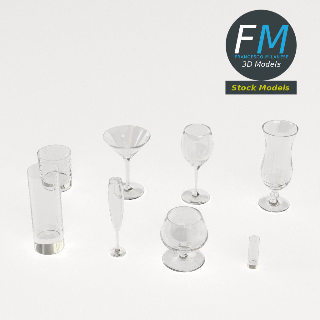 Cocktail glasses 3D model_2