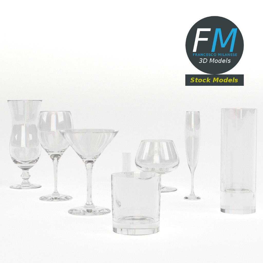Cocktail glasses 3D model_4