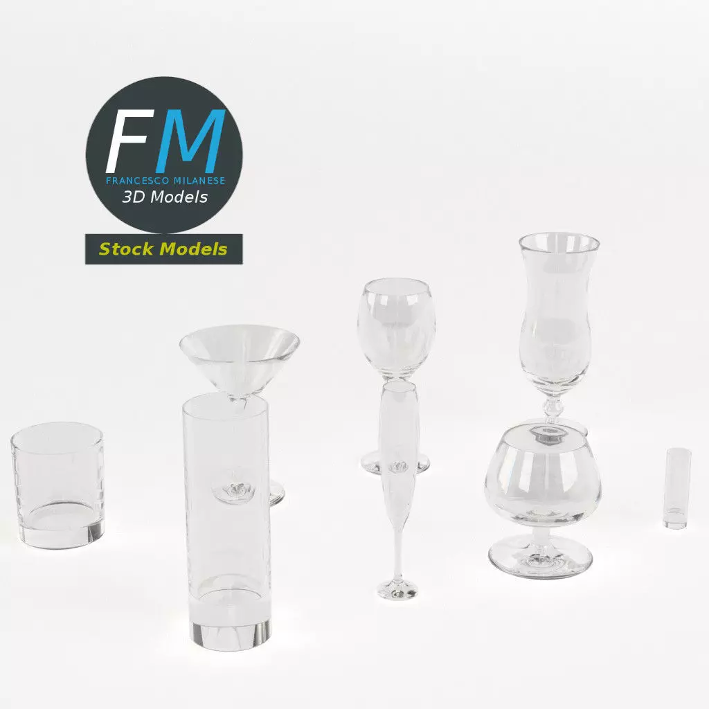 Cocktail glasses 3D model_0