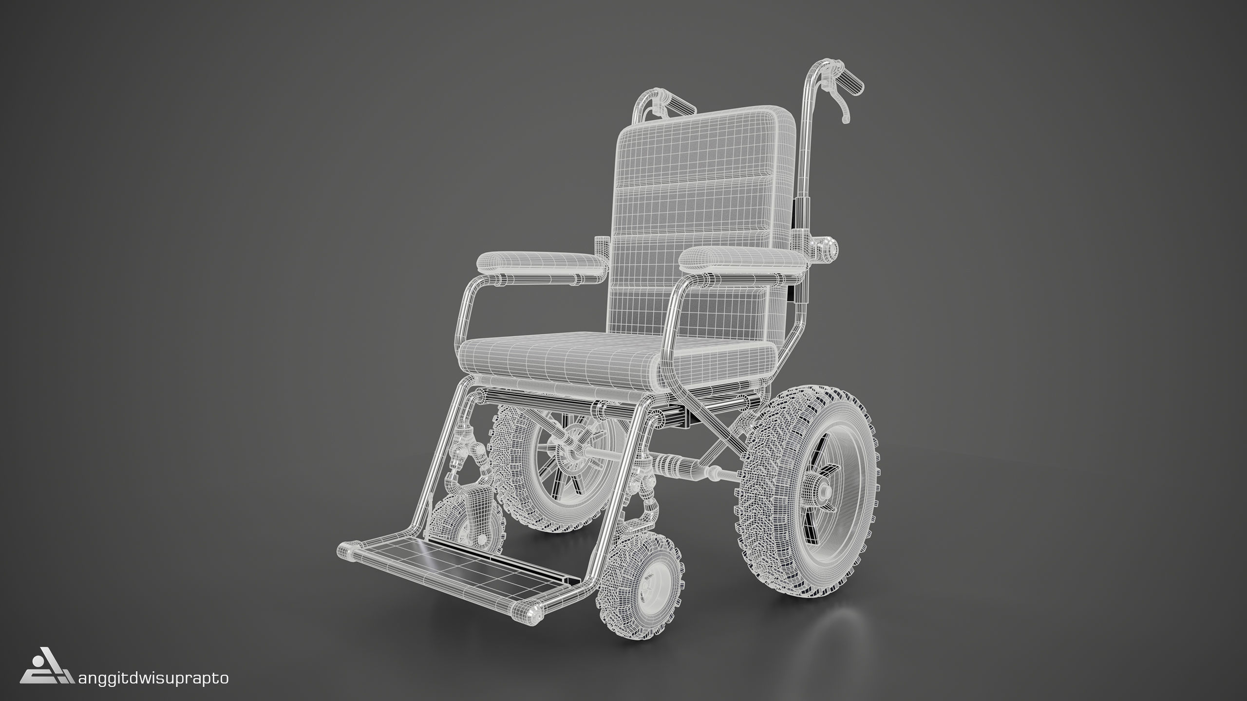 Off road Wheelchair 3D model_13