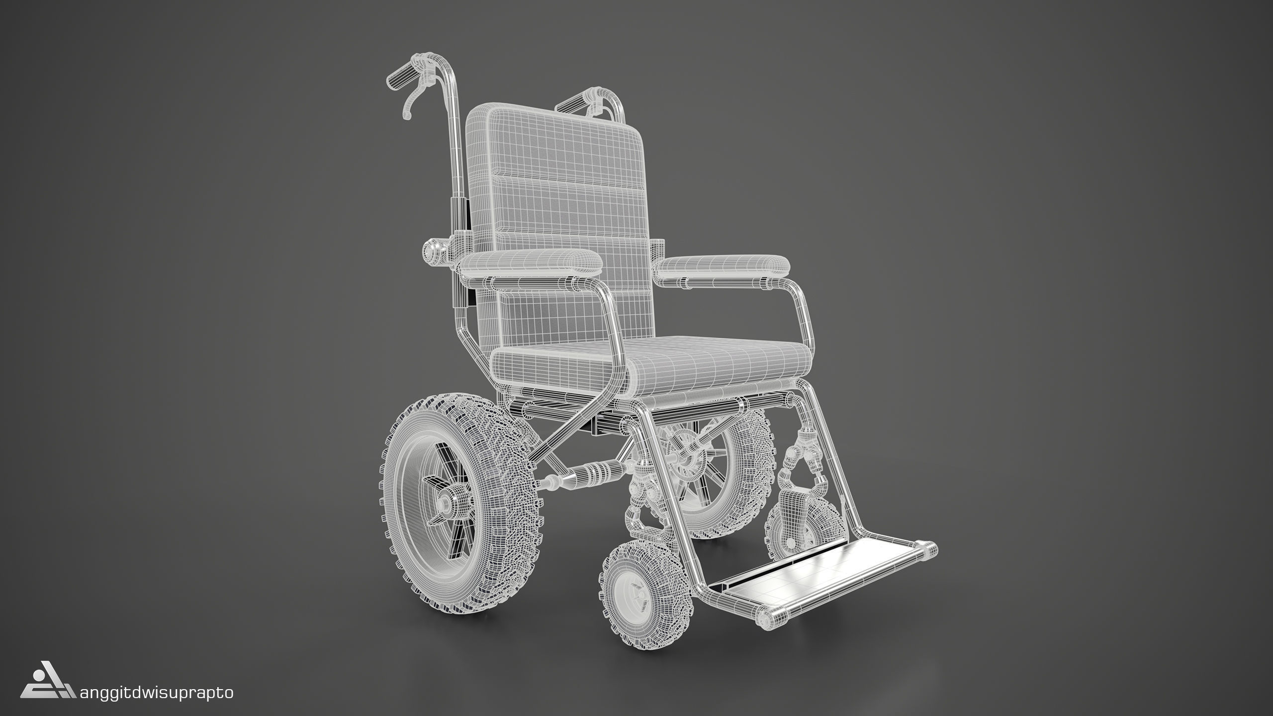 Off road Wheelchair 3D model_14