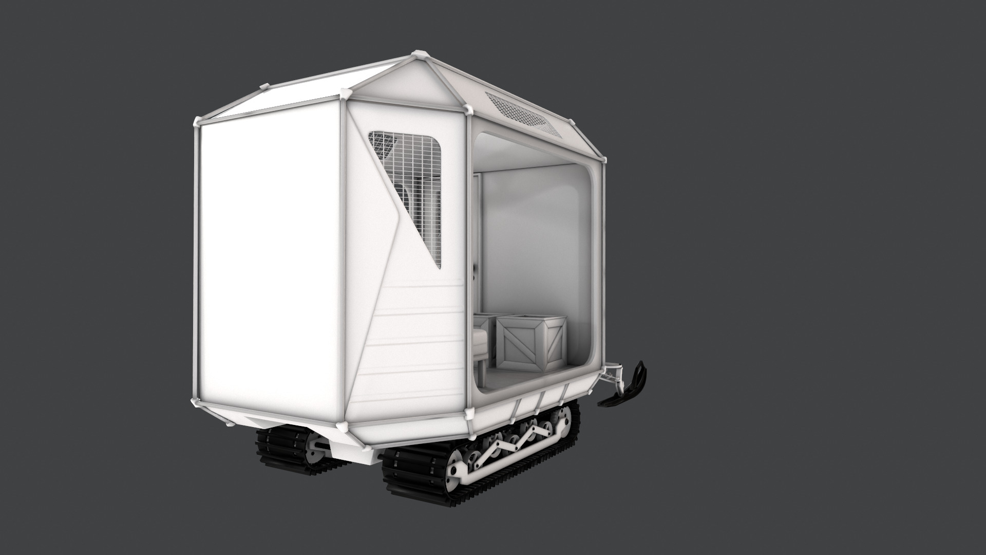 Snowmobile Fishing Shack 3D model_15