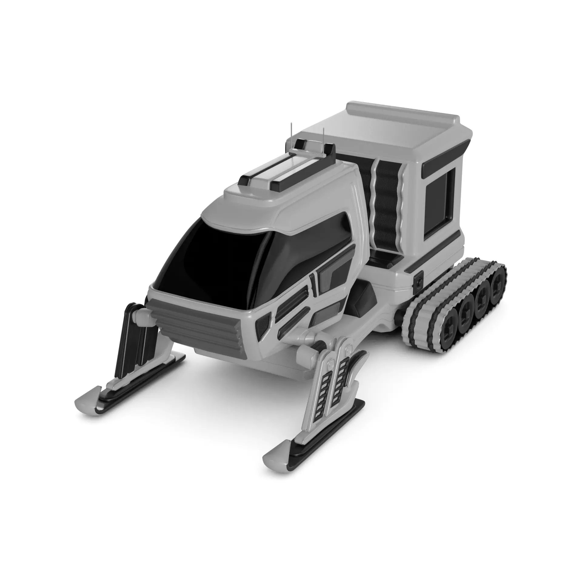 Snowmobile Fishing Shack 3D model_0