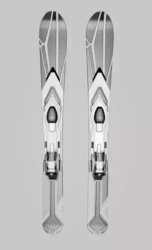 Alpine Razor High-Performance Ski Set 3D Model 