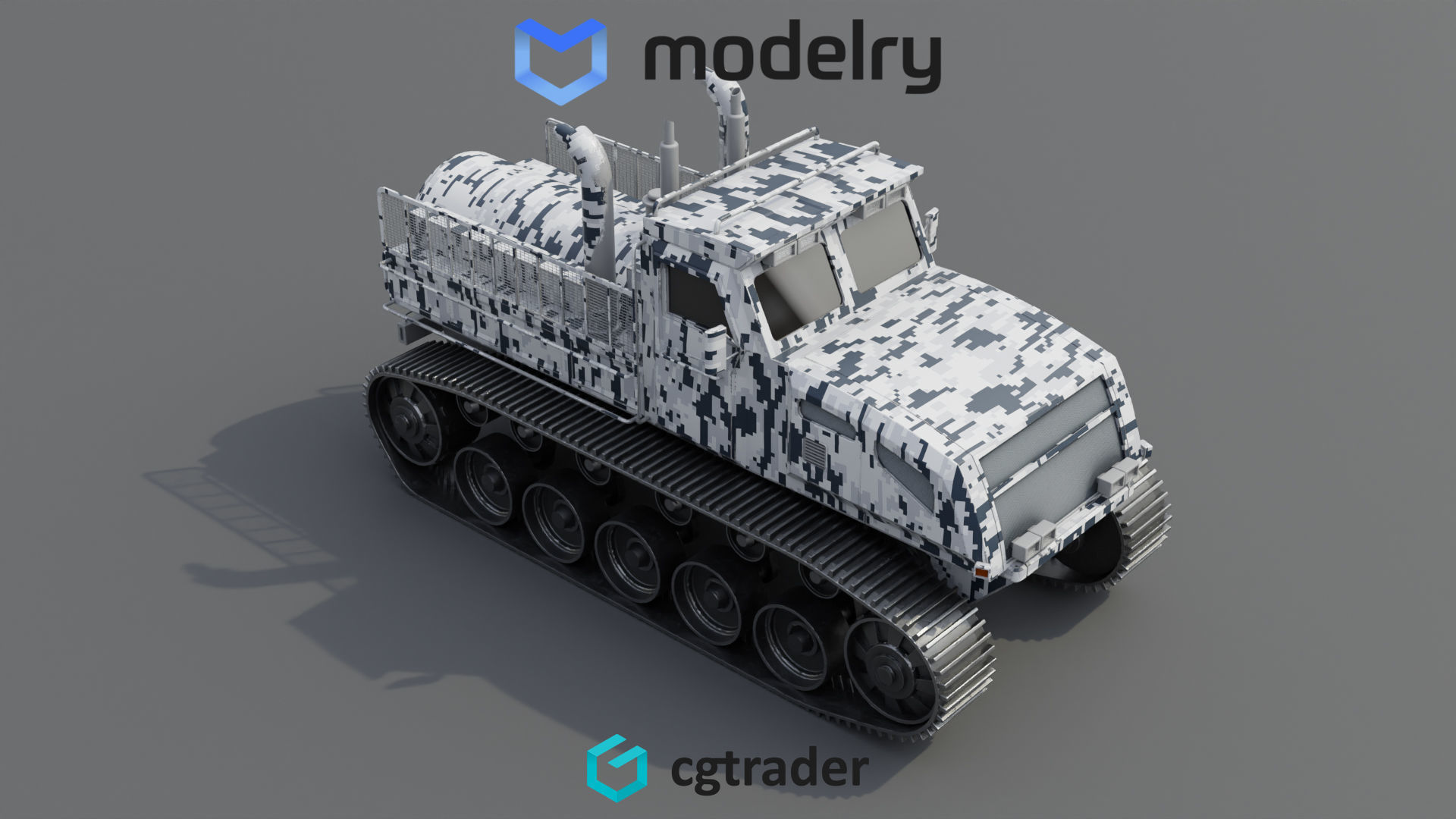 Snowcat Tracked Vehicle 3D model_1