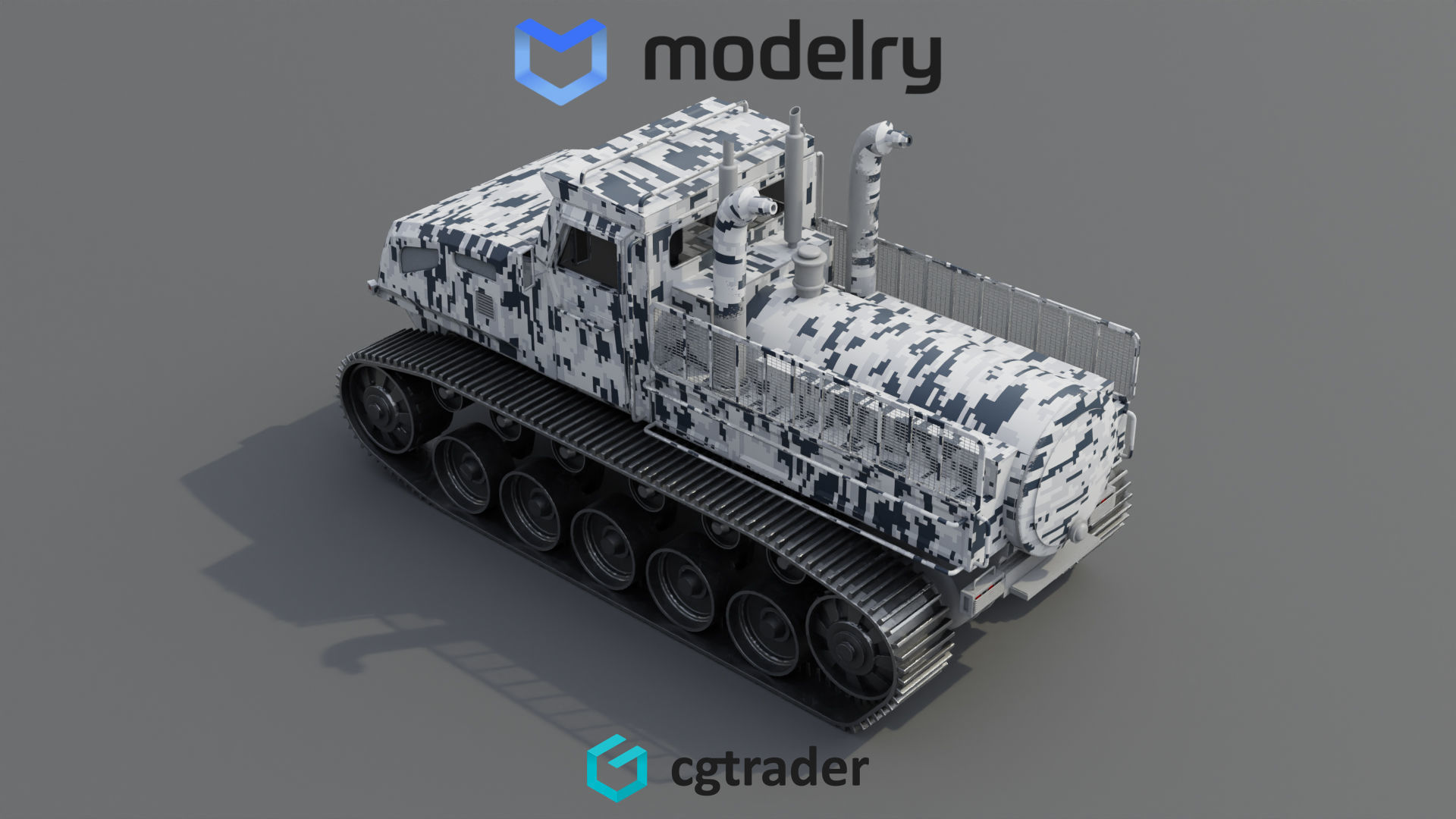 Snowcat Tracked Vehicle 3D model_3