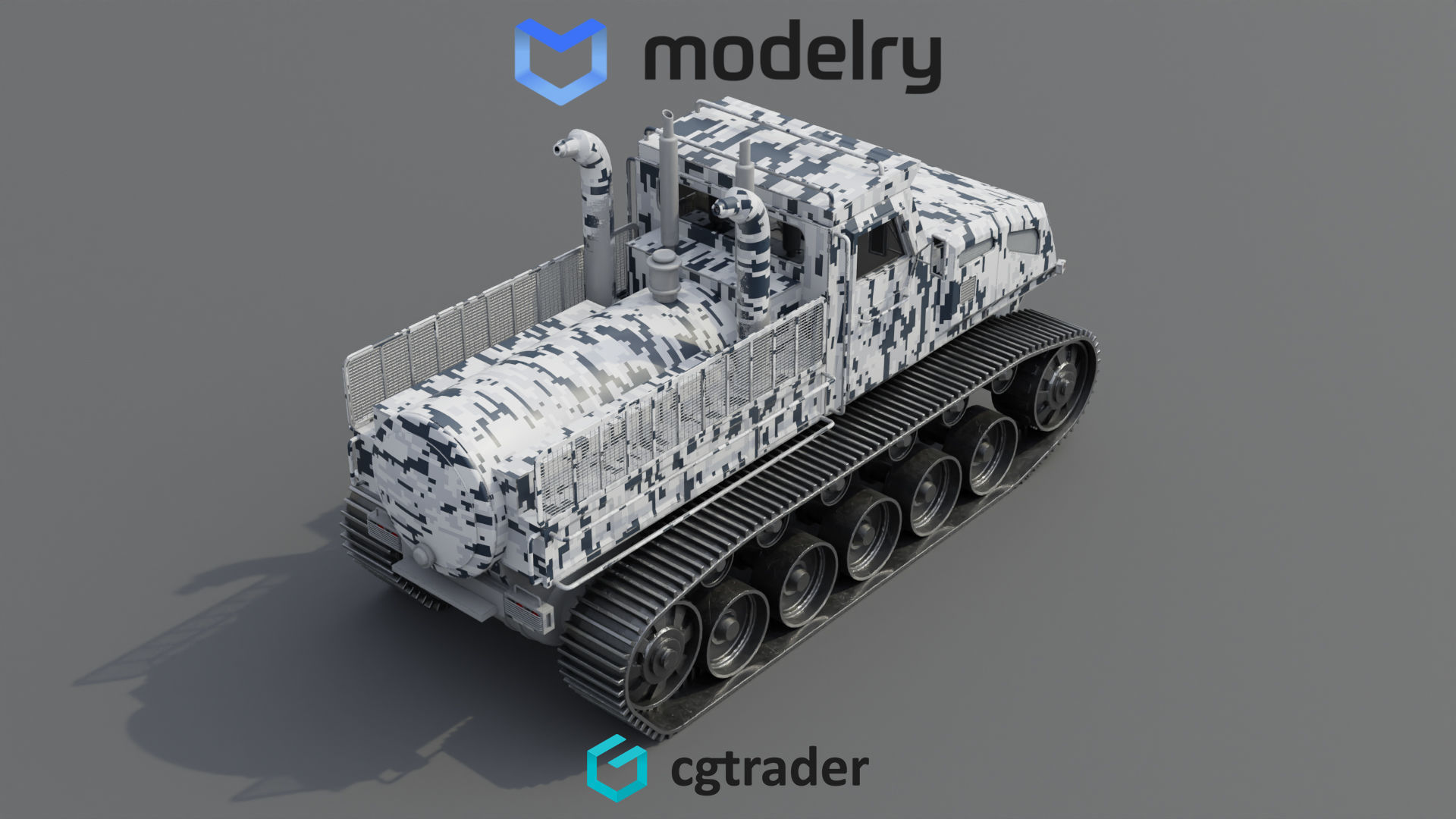 Snowcat Tracked Vehicle 3D model_2