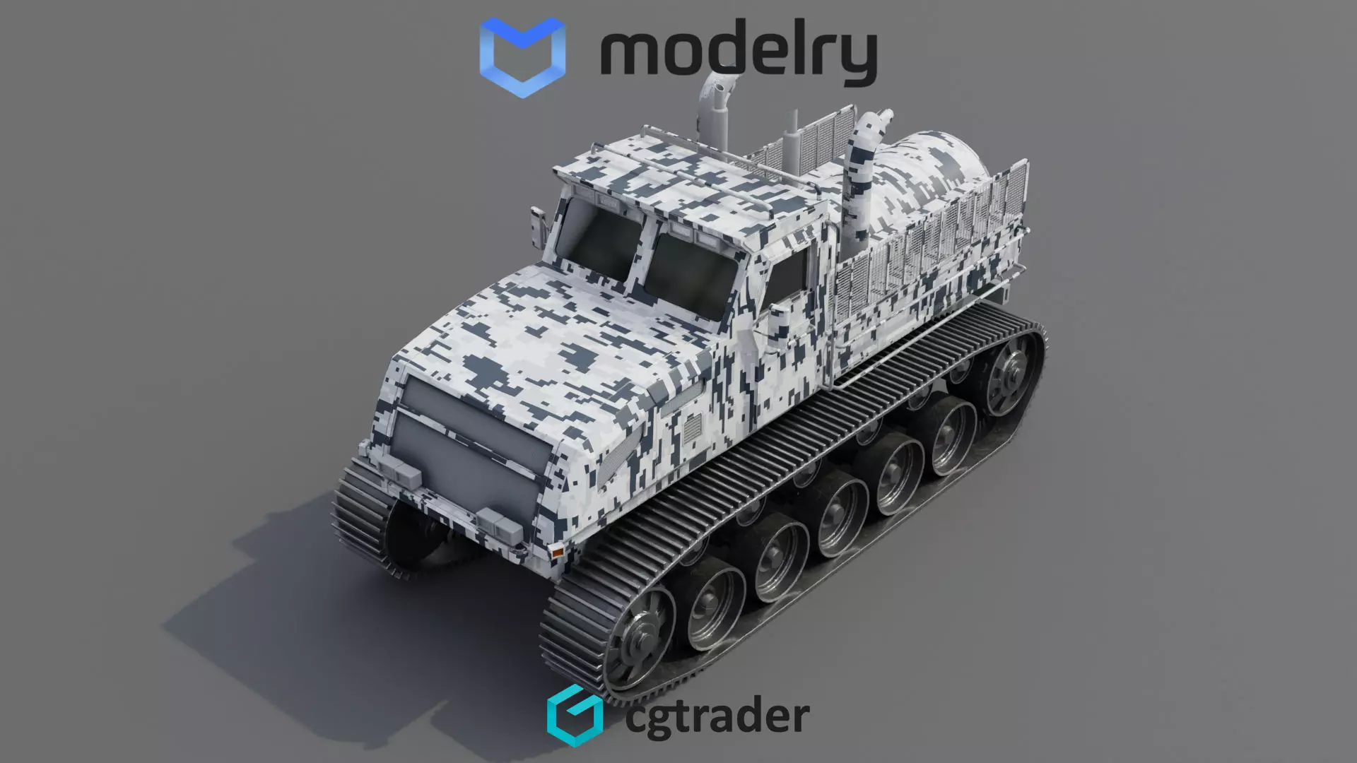 Snowcat Tracked Vehicle 3D model_0
