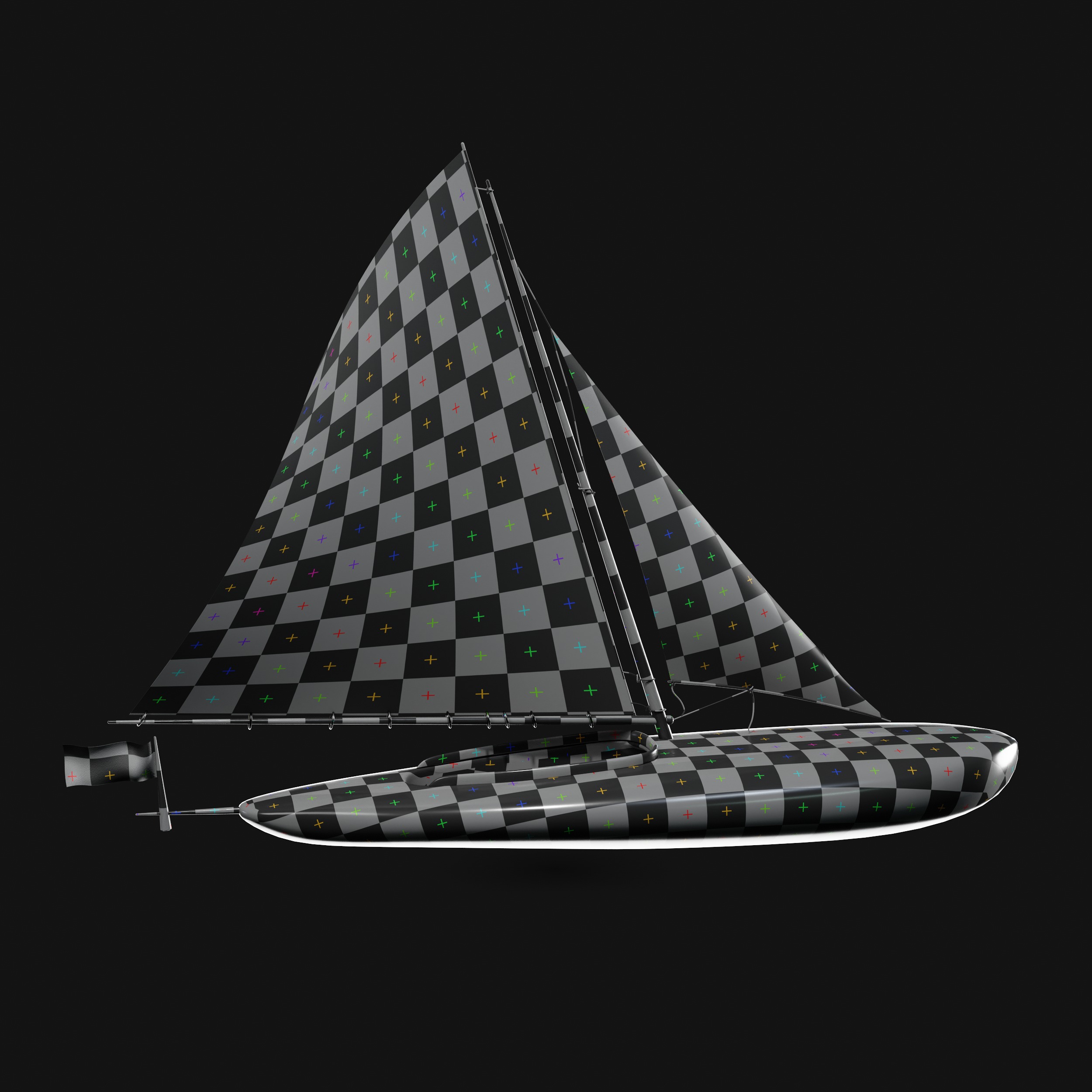 Racing Iceboat Low-poly 3D model_24