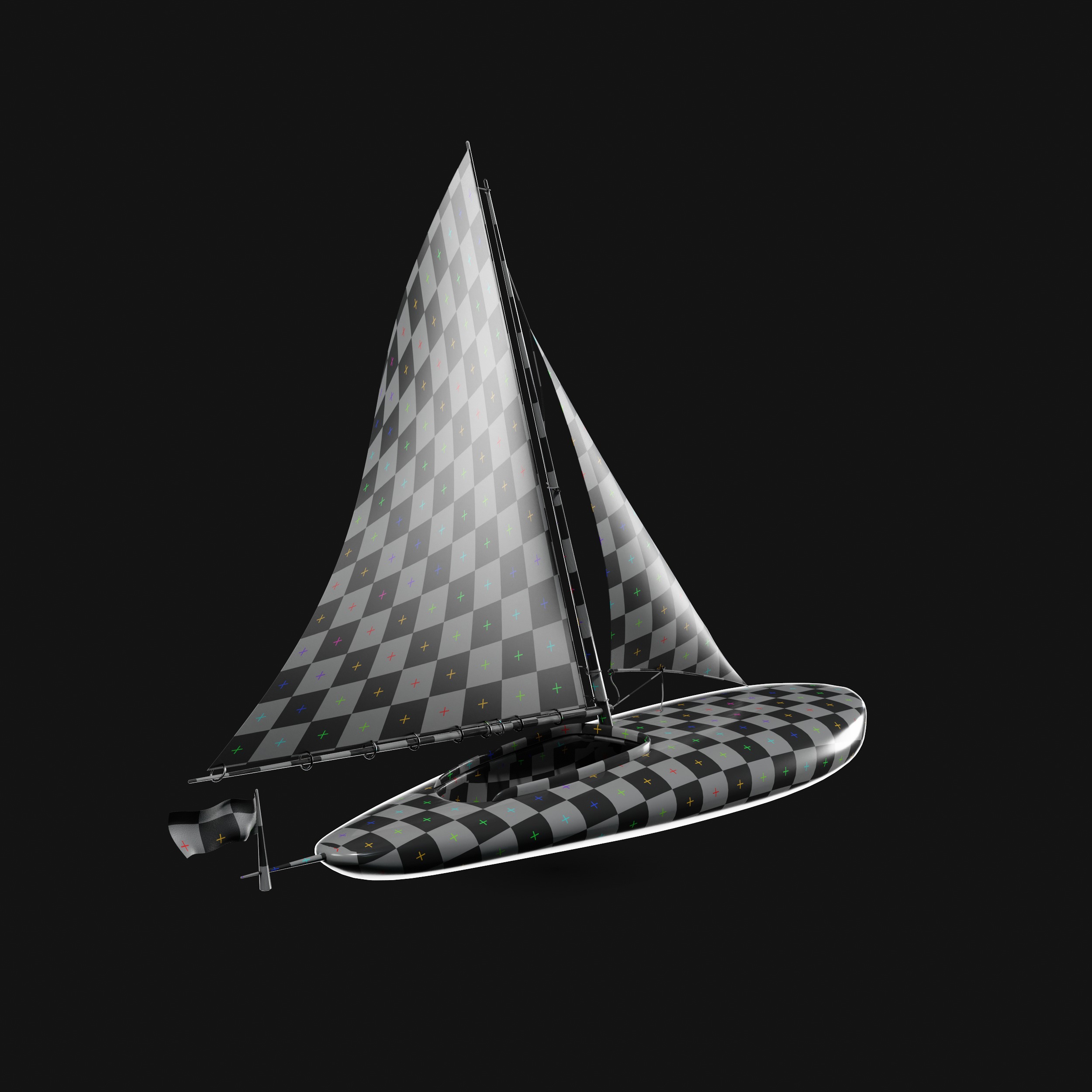 Racing Iceboat Low-poly 3D model_25