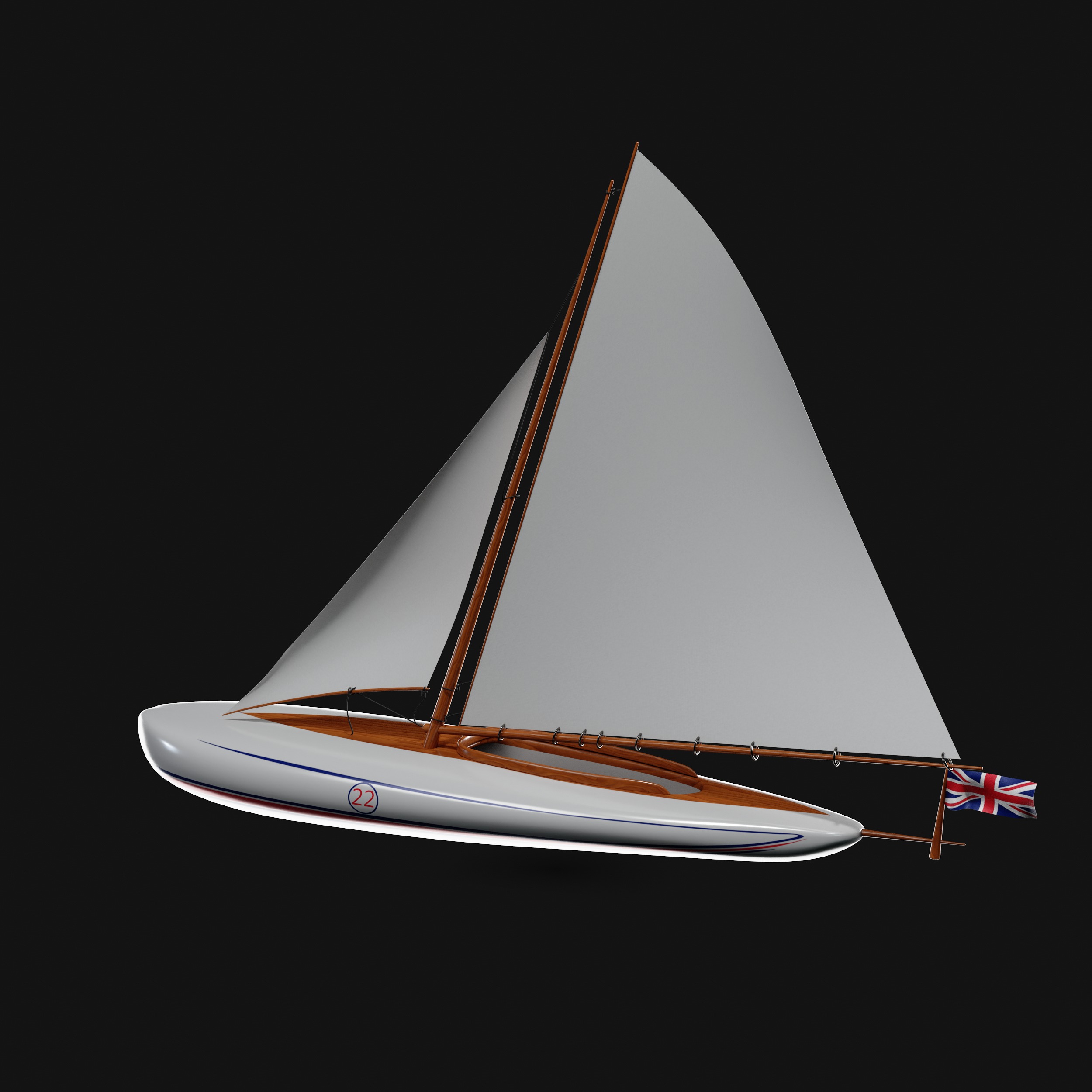 Racing Iceboat Low-poly 3D model_8