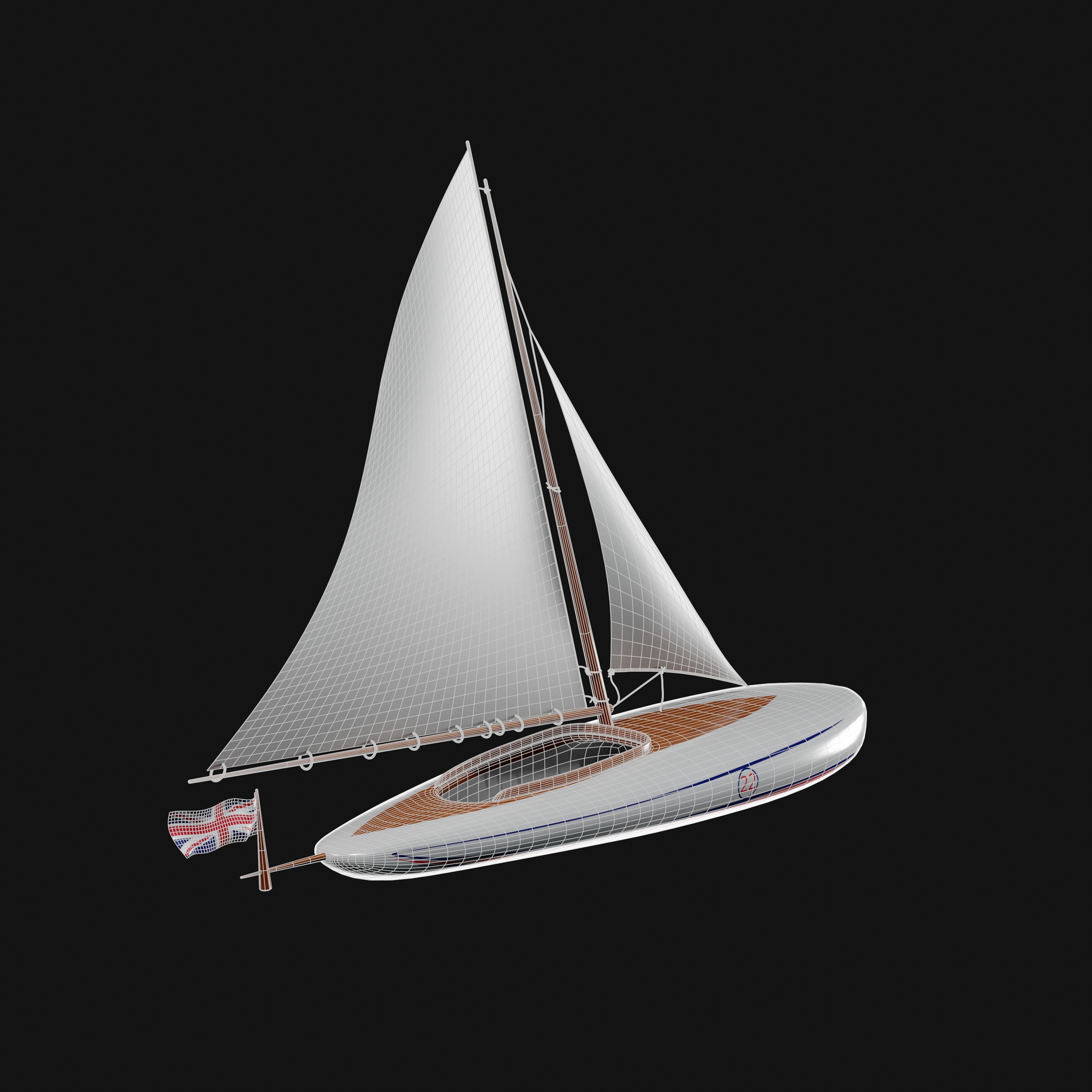 Racing Iceboat Low-poly 3D model_15
