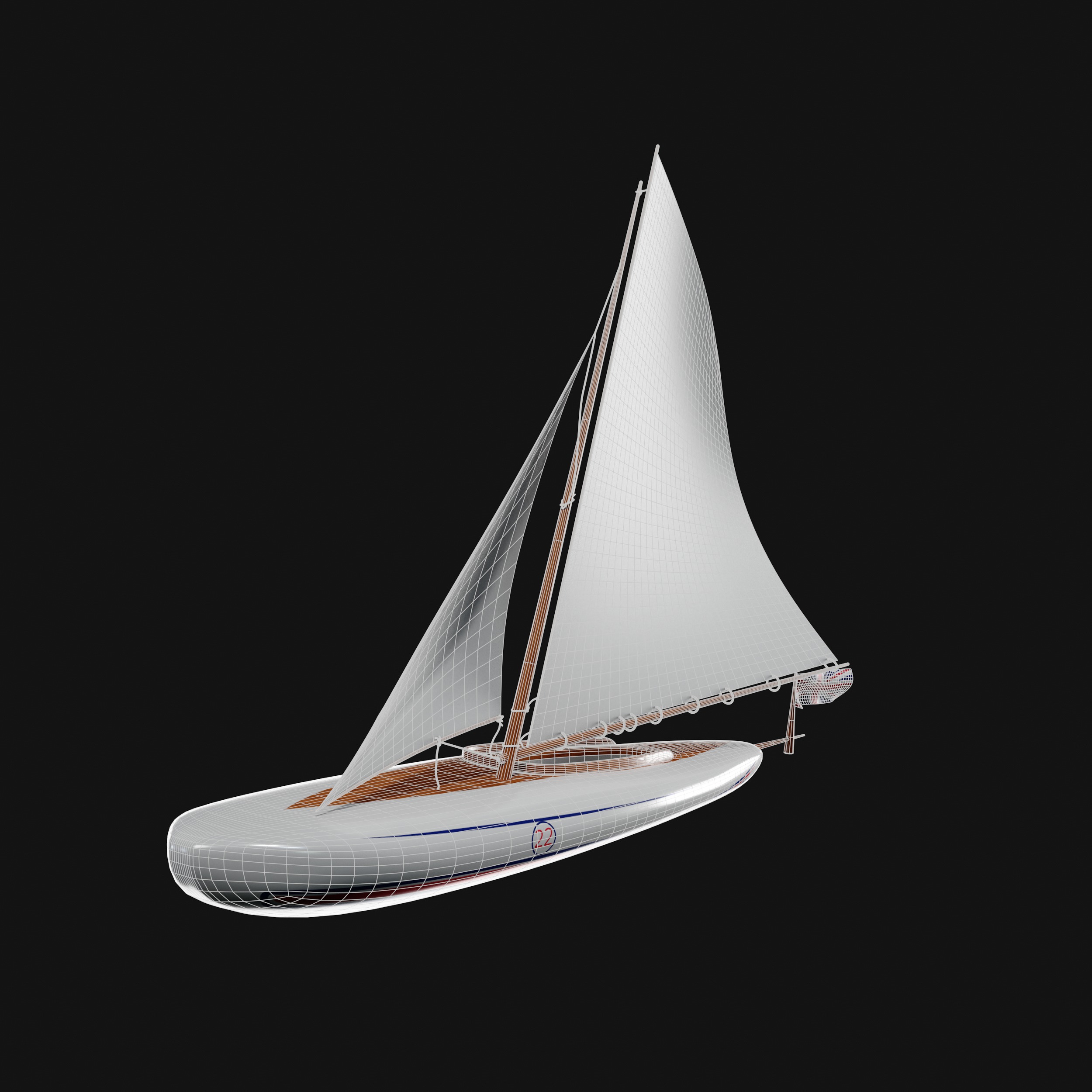 Racing Iceboat Low-poly 3D model_10