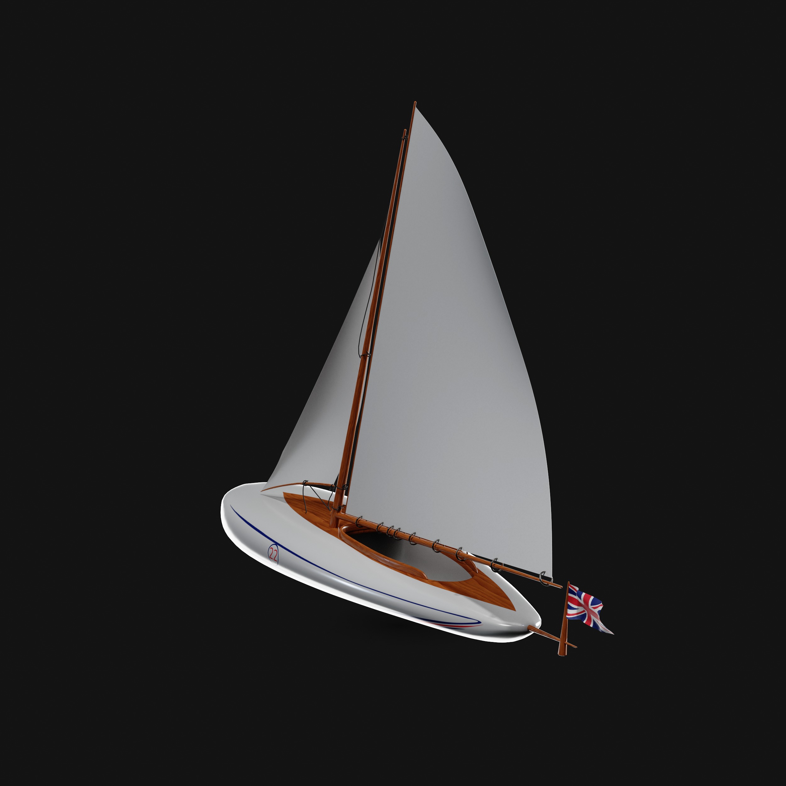 Racing Iceboat Low-poly 3D model_7