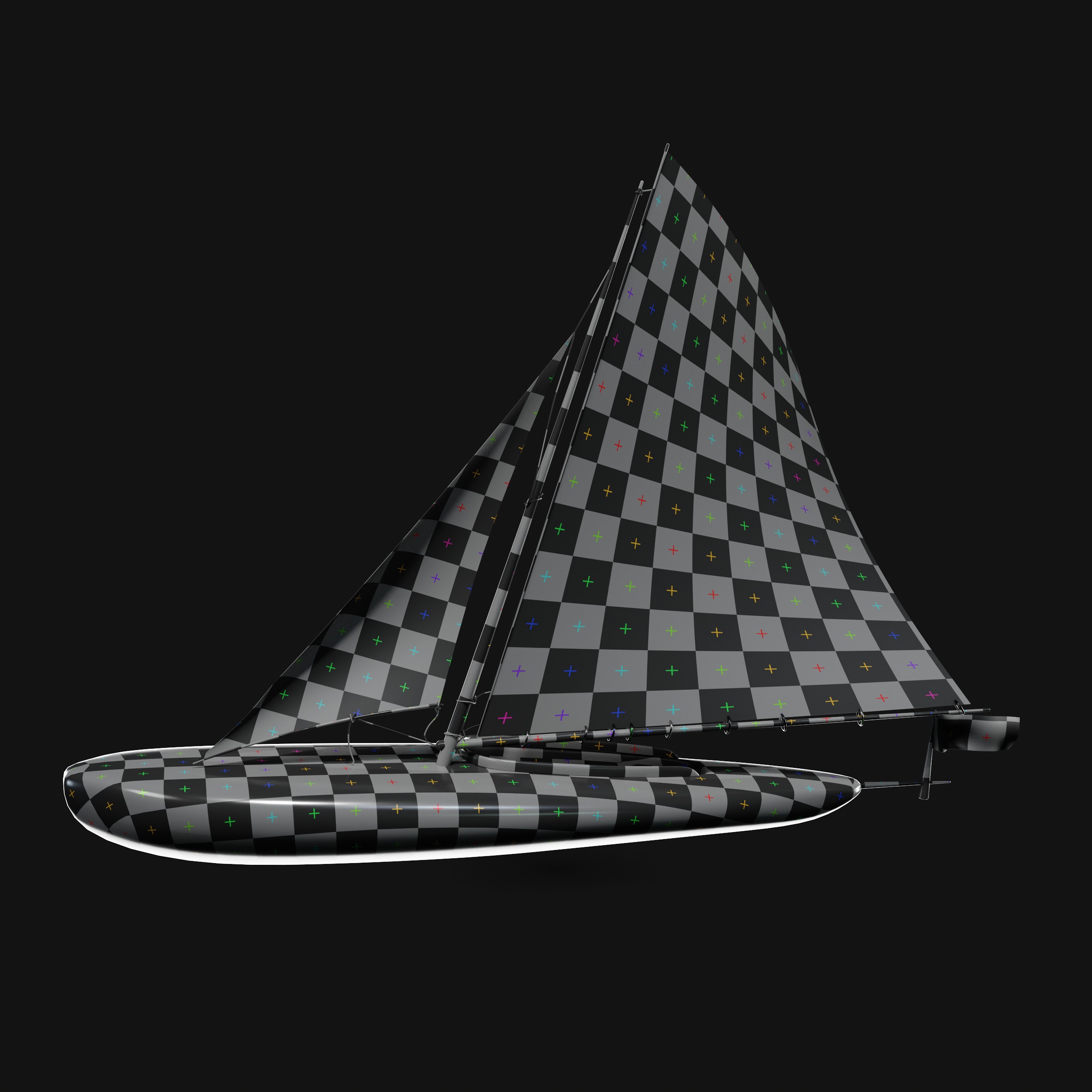 Racing Iceboat Low-poly 3D model_29