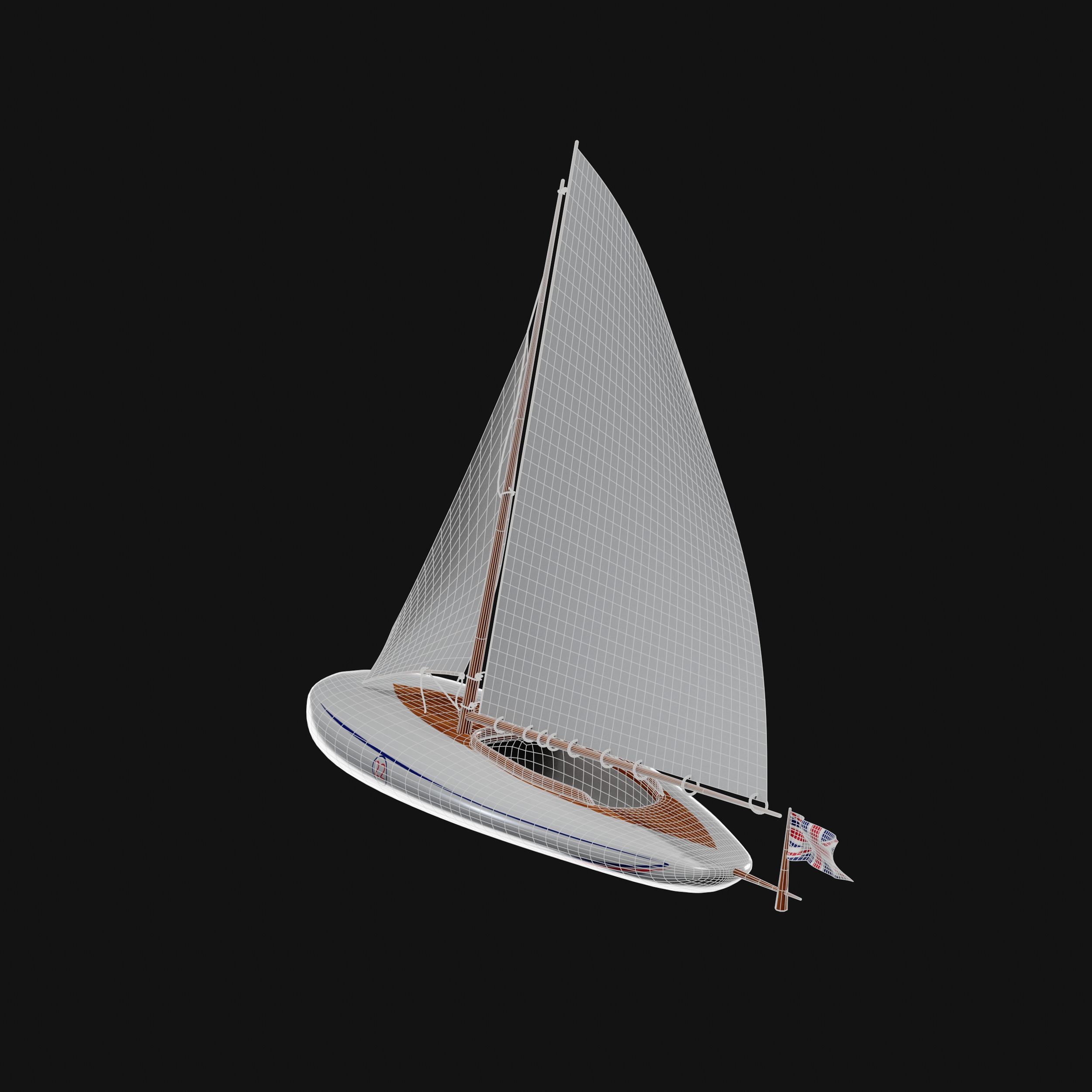 Racing Iceboat Low-poly 3D model_17