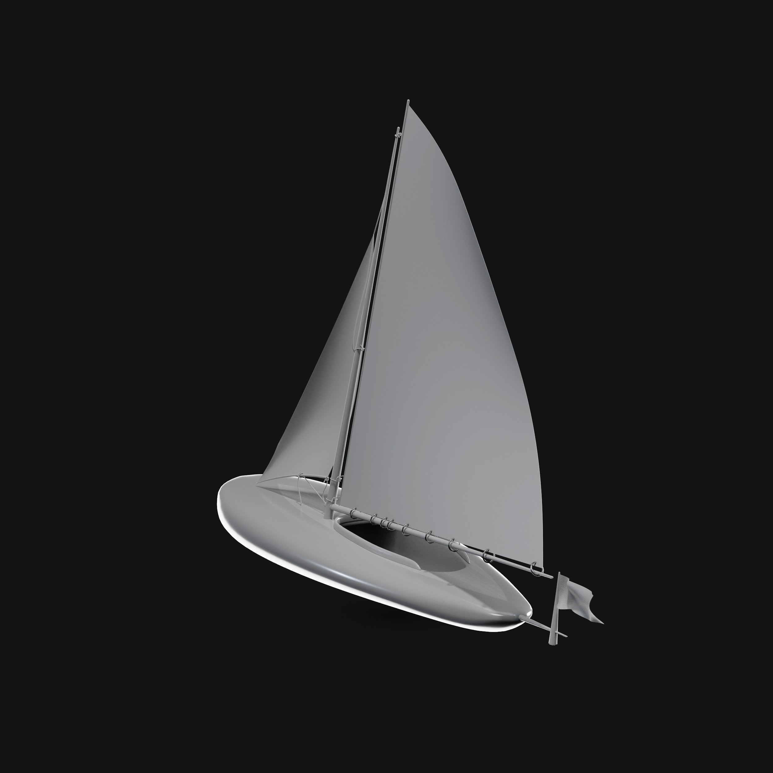 Racing Iceboat Low-poly 3D model_37