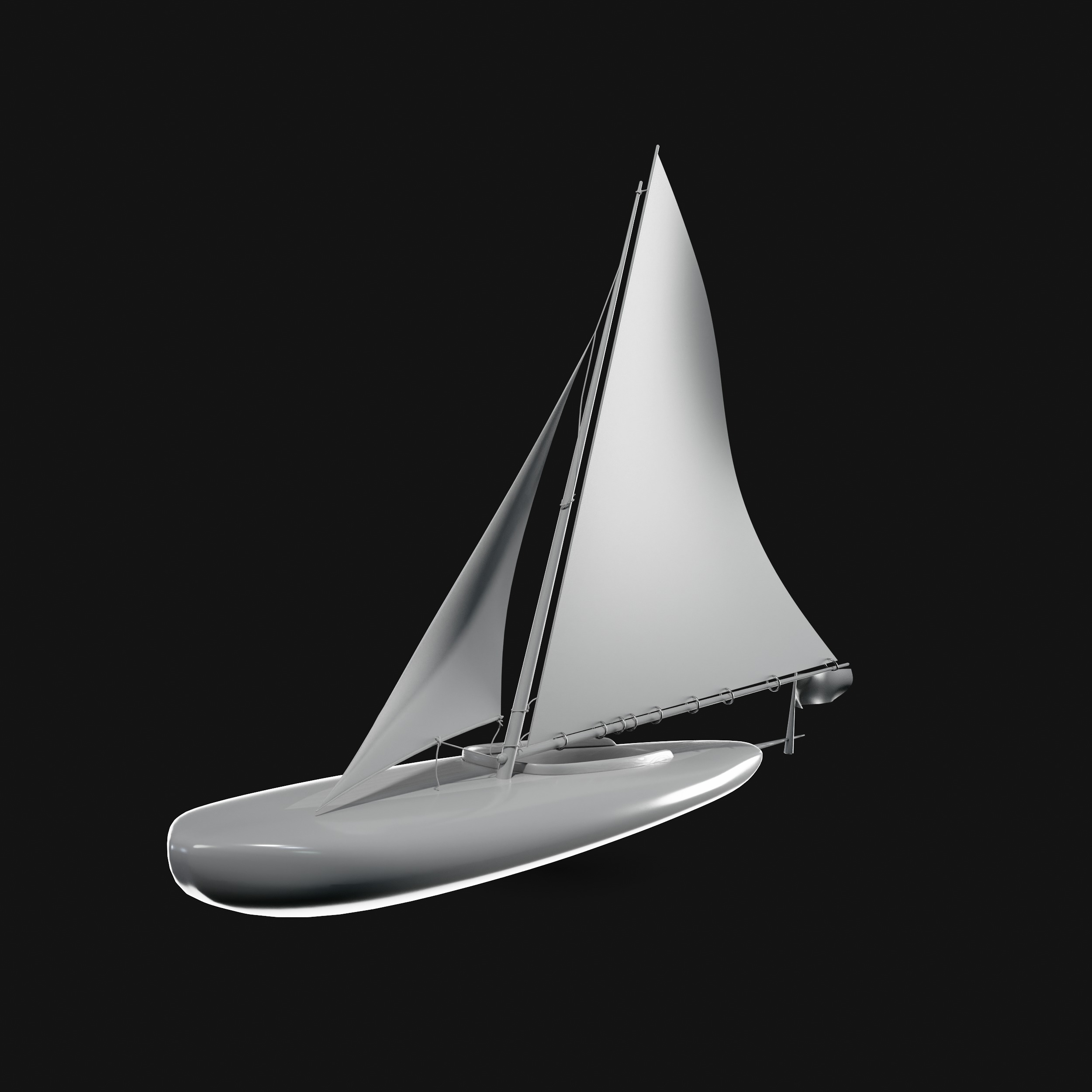 Racing Iceboat Low-poly 3D model_30