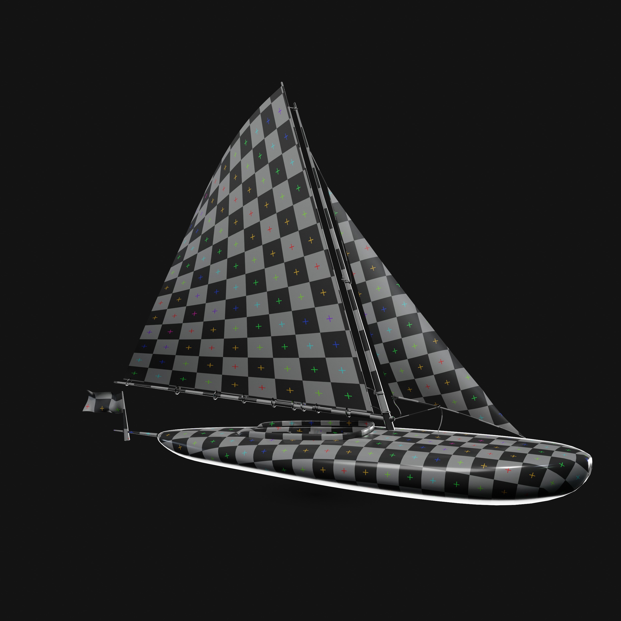 Racing Iceboat Low-poly 3D model_23