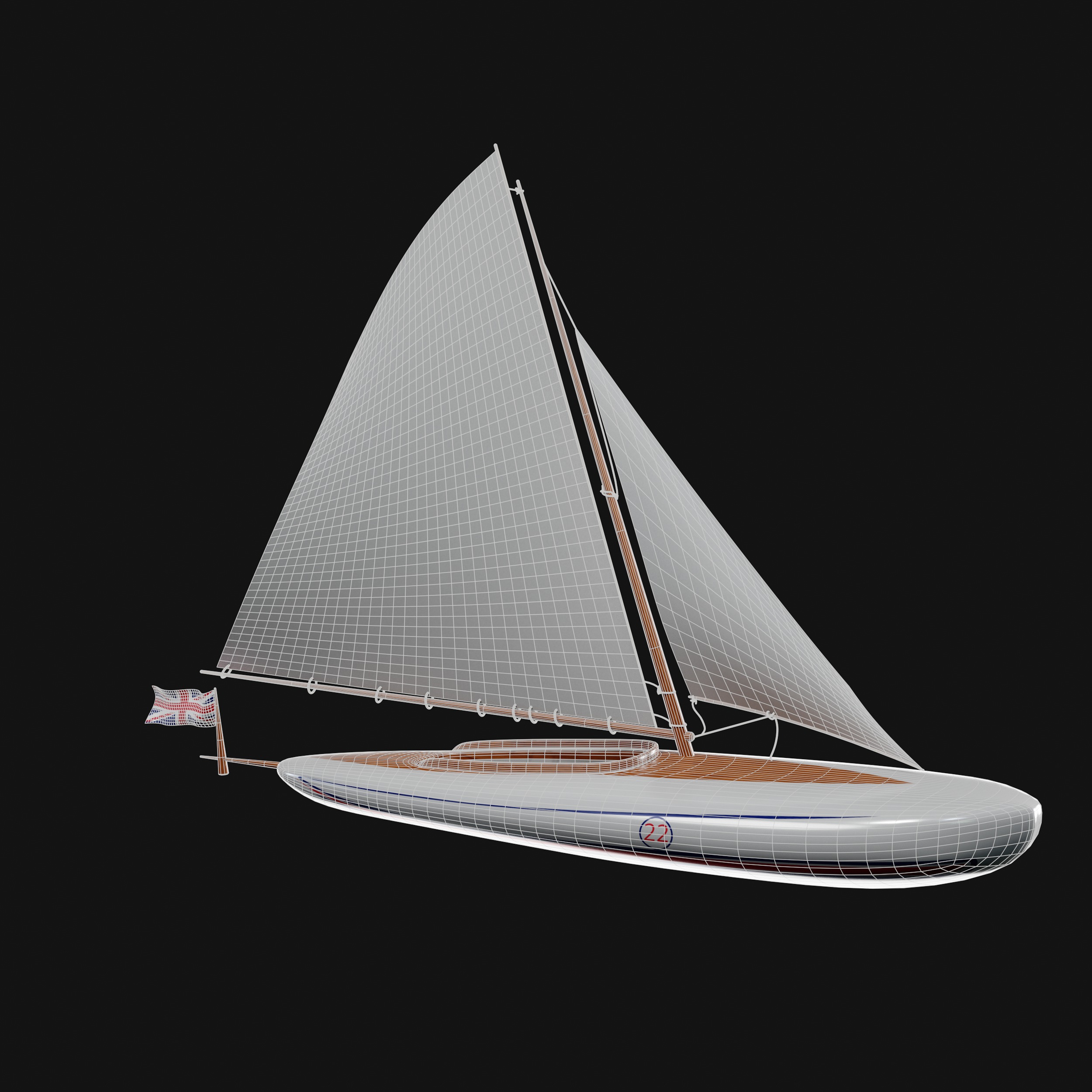 Racing Iceboat Low-poly 3D model_13