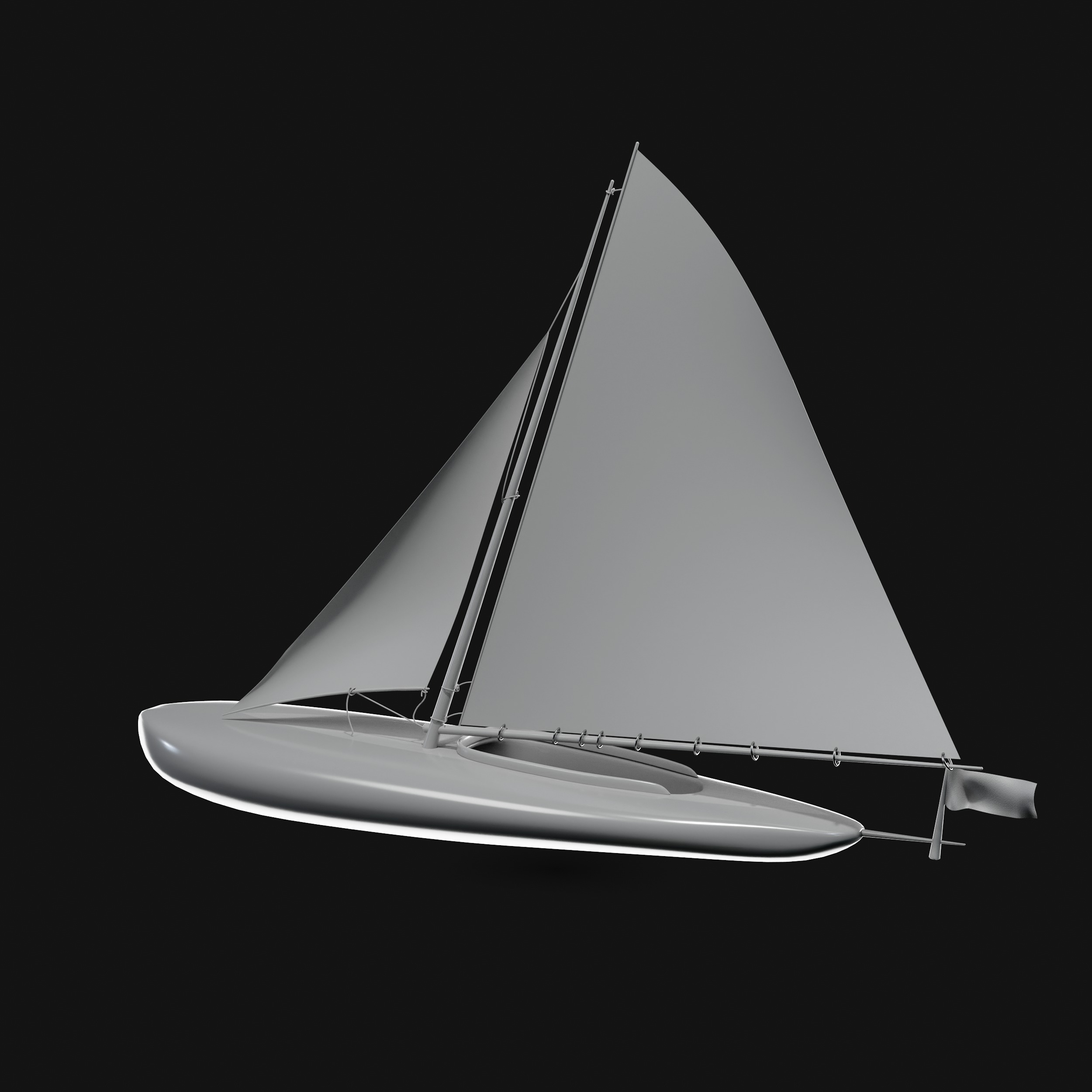 Racing Iceboat Low-poly 3D model_38